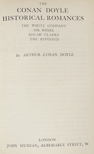 Conan Doyle, Arthur - Works; Sherlock Holmes Long Stories; Sherlock Holmes Short Stories; Historical Romances (2) & Stories, publ. John Murray, full green calf with tooled gilt spines by Bayntun (5 vols)